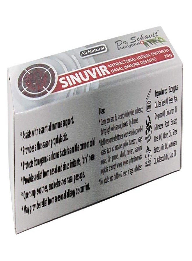 DR. SCHAVIT Eucalyptus+ SINUVIR - Herbal Nasal Ointment for Immune Defense. Natural Moisturizer Balm for Relief from Sore Dry Nose, Allergies, Cold Symptoms - 25g Tube - Image 3